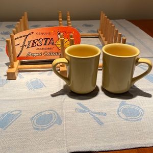 Fiestaware yellow pair of 2 mugs. Made by Homer Laughlin China in USA.